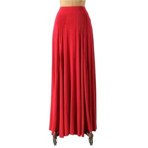 Maeve Red Pink Pleated Maxi Skirt Flowy Boho Size M L casual‎ Vacation Travel